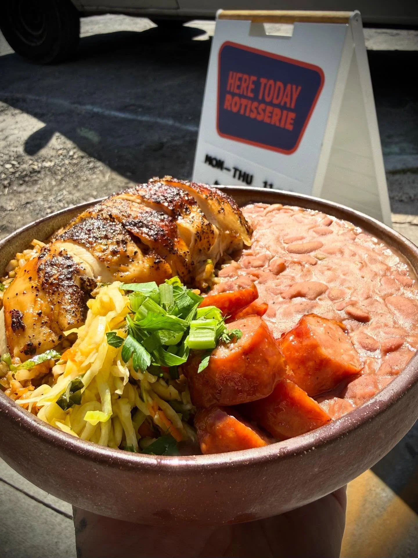 Here Today Rotisserie signature dishes Rotisserie Chicken Rice BowlWhole Chicken MealHalf Chicken MealChicken Salad